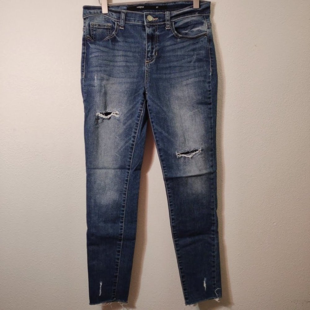Harper Fishnet Patch Release Hem Jeans 27